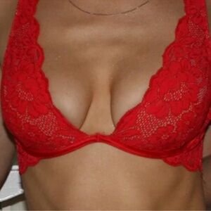 HAH by Free People Siren Red Lacey 2 Timer Bra Size 28-36 D Adjustable Straps